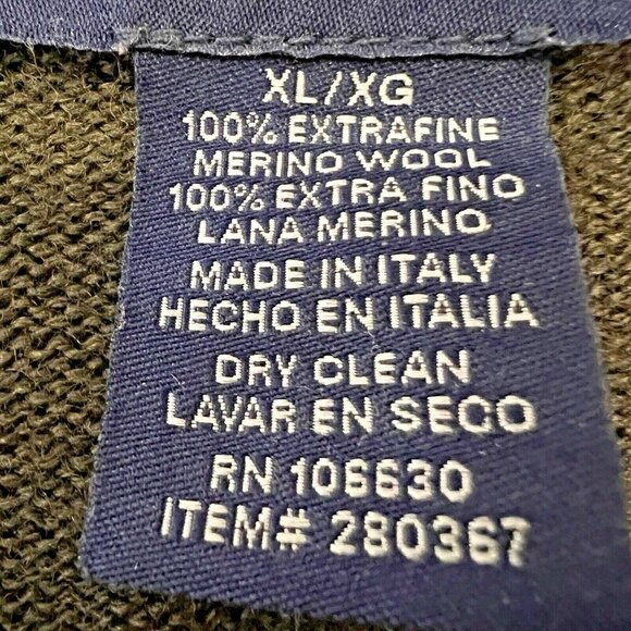 HATHAWAY PLATINUM Extra Fine Italian Merino Wool Sweater Mens XL Olive 1/4 Zip - Picture 9 of 9